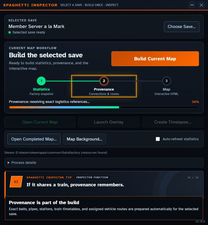 Animated launcher current-map workflow